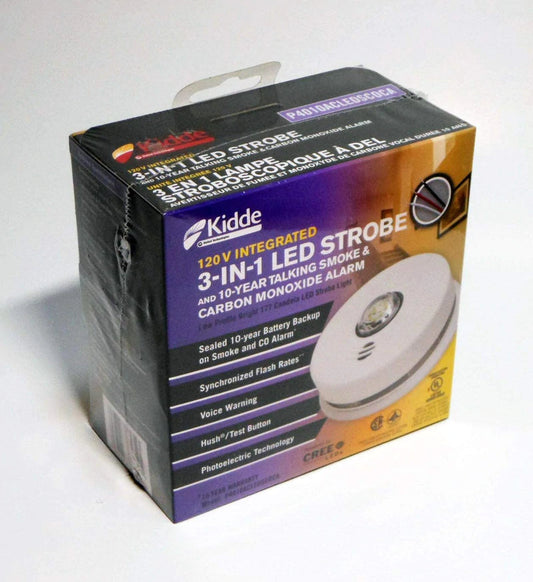 Kidde 3-in-1 LED Strobe and 10-Year Talking Smoke & Carbon Monoxide Alarm