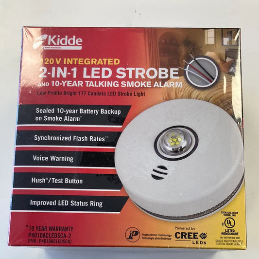 Kidde 2-in-1 LED Strobe and 10-Year Talking Smoke Alarm